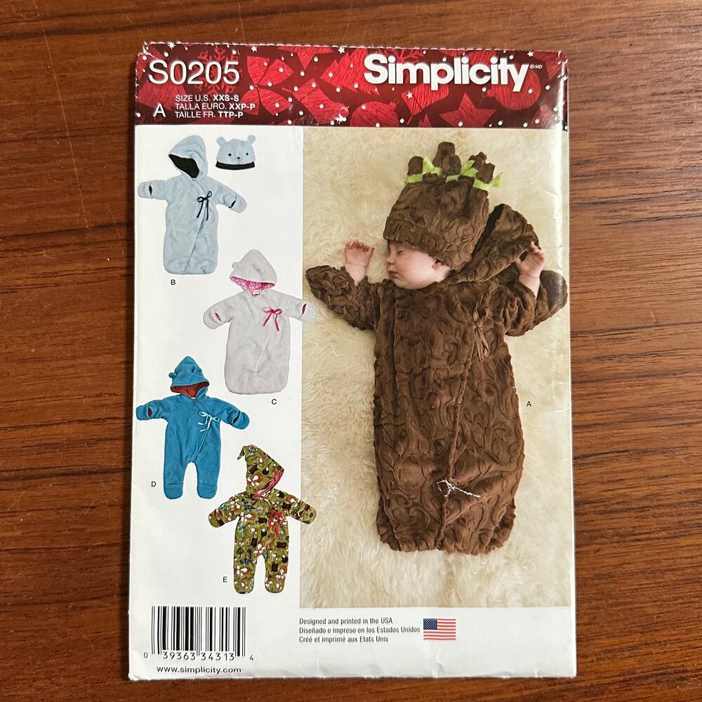 UNCUT Simplicity 0205 Baby Bundings Size XXS-S